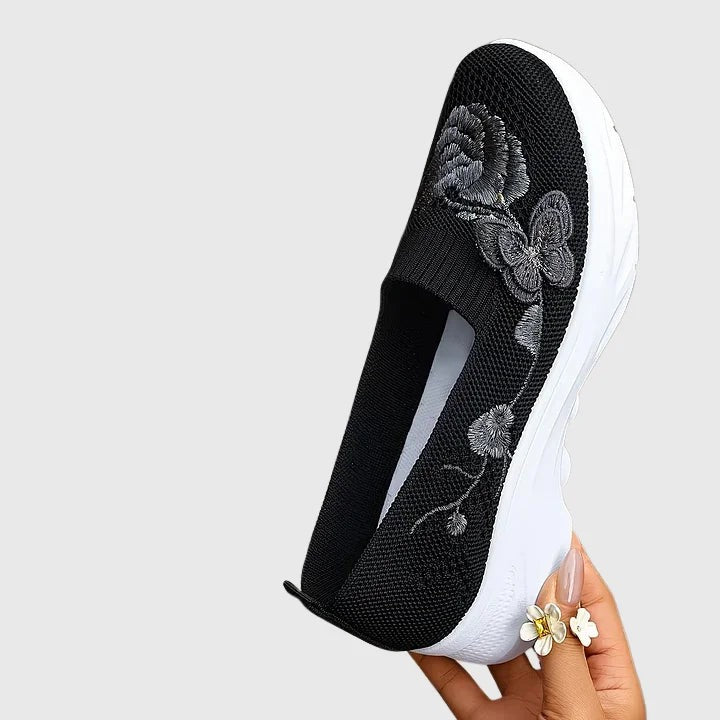 Quilla - Women's Knit Slip-On Shoes with Embroidered Detail