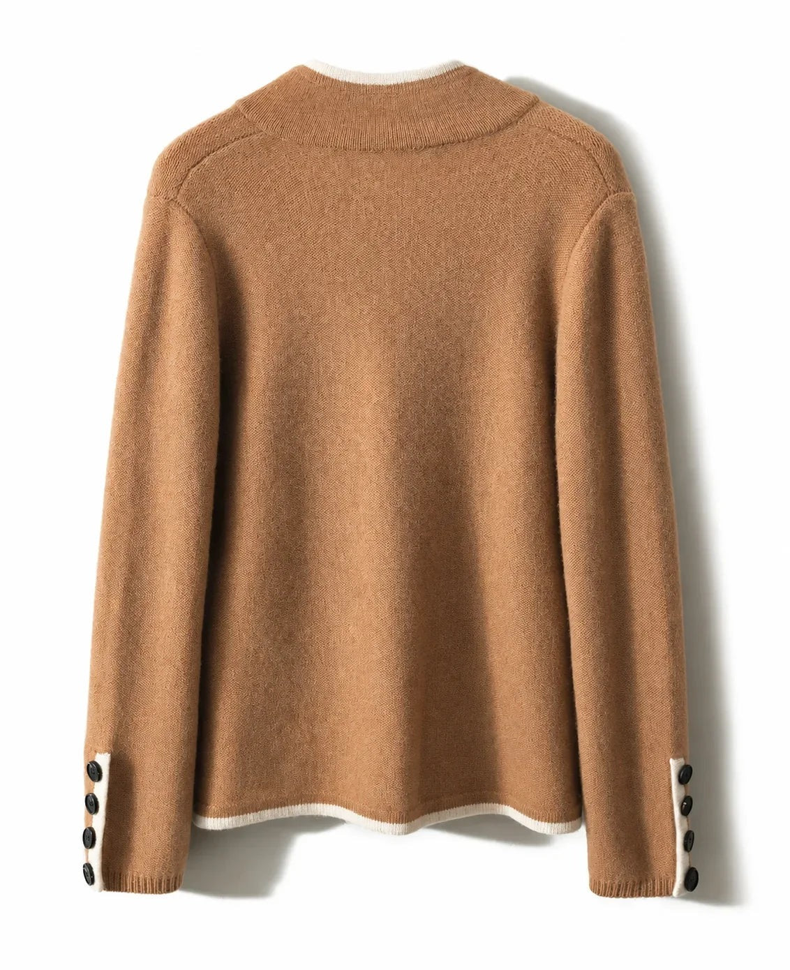 Tove - Women's Button-Front Cardigan with Contrast Trim