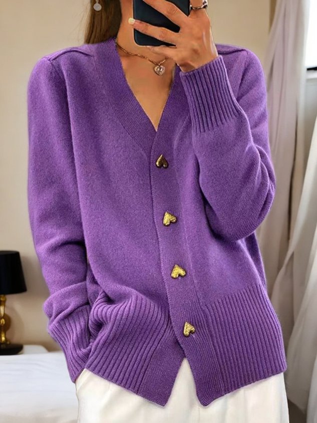 Women's Knit Cardigan with Decorative Gold Buttons - photo 4
