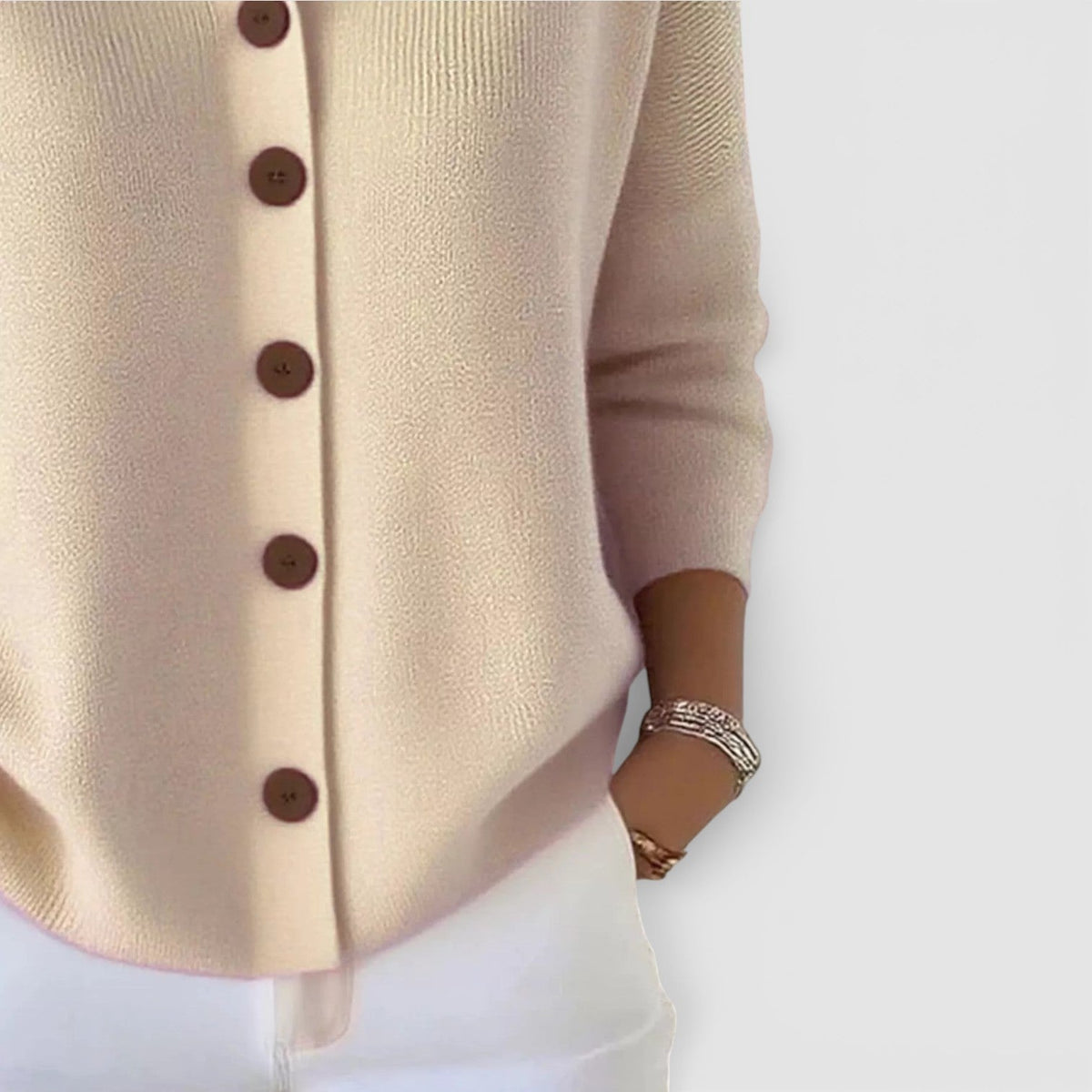 Women's Knitted Polo Blouse with Button Placket