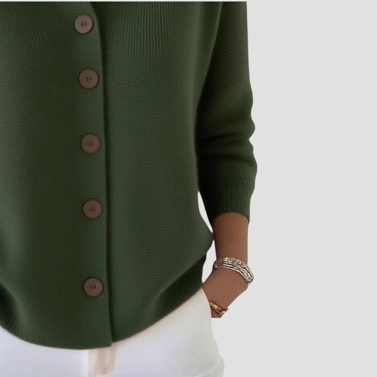 Women's Knitted Polo Blouse with Button Placket
