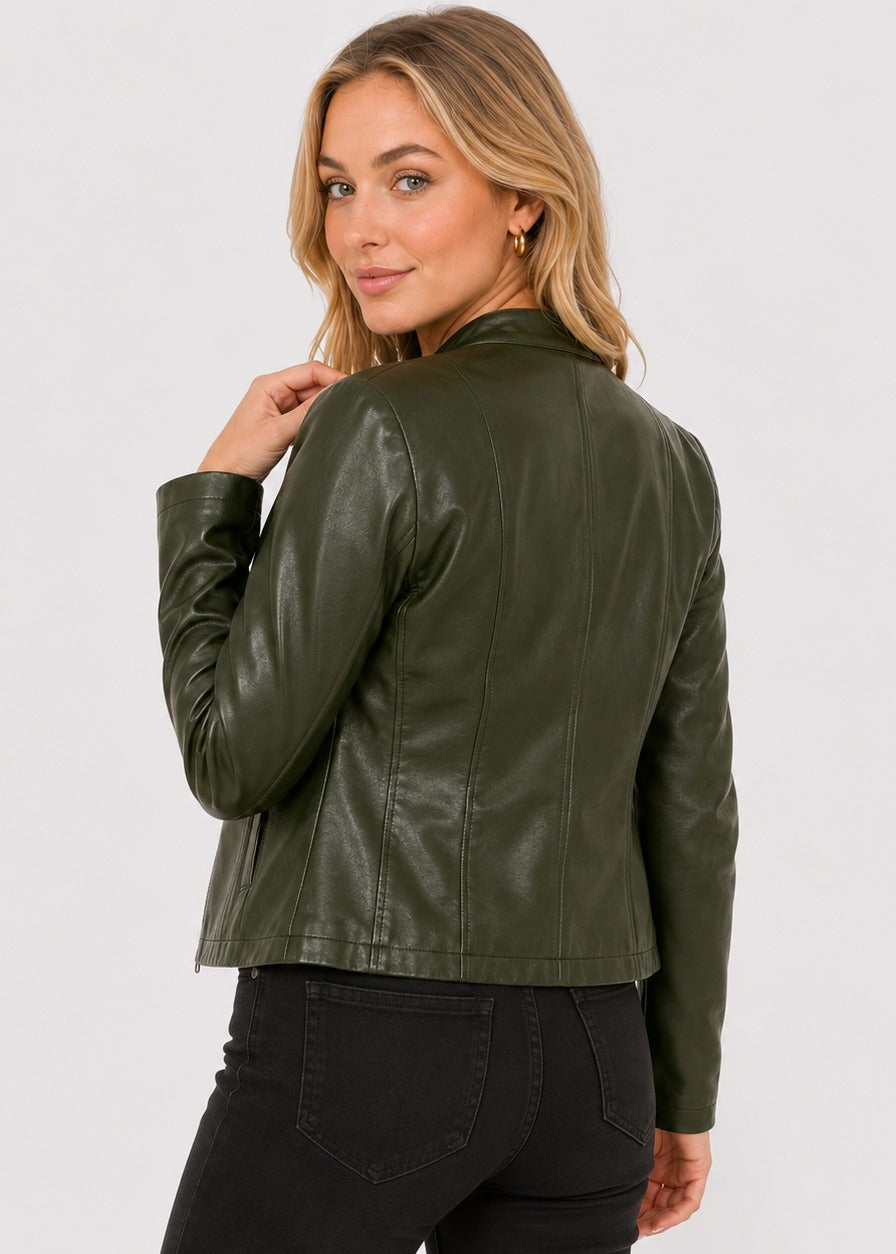 Women's Leather-Look Jacket with High Neck – view 18