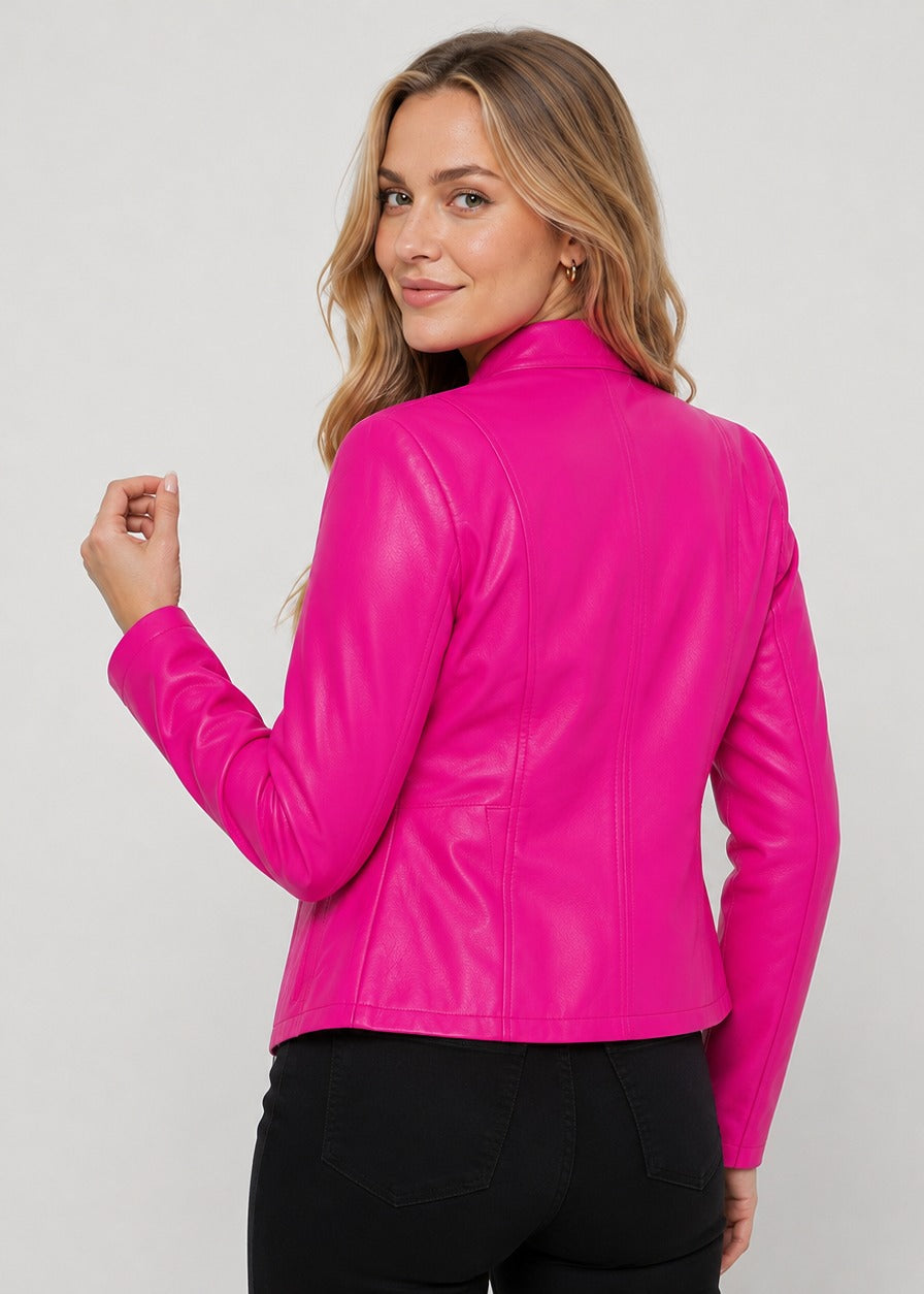 Women's Leather-Look Jacket with High Neck – view 24