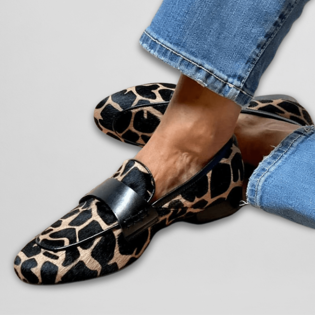 Dawn – Mocasini ortopedici de susținere pentru femei, cu imprimeu leopard