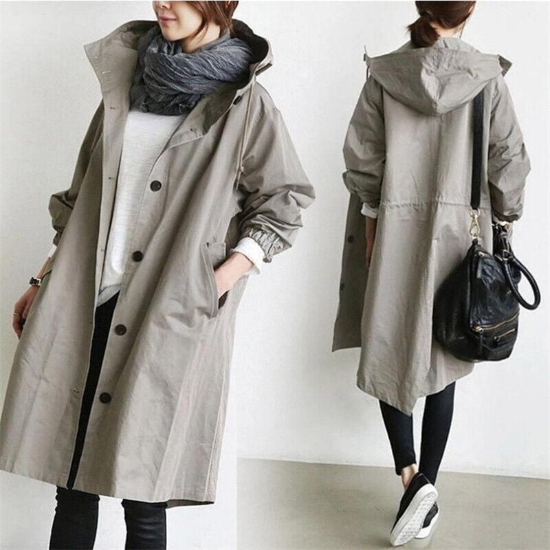 Women's Lightweight Long Coat with Hood - photo 9