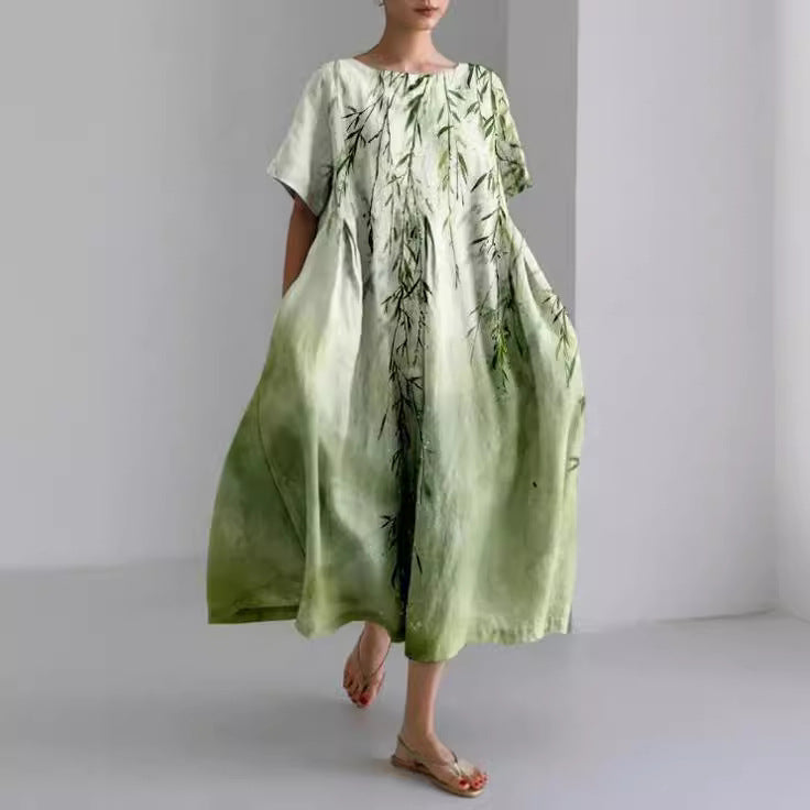 Women's Long Floral Dress in Breathable Cotton Linen - photo 4