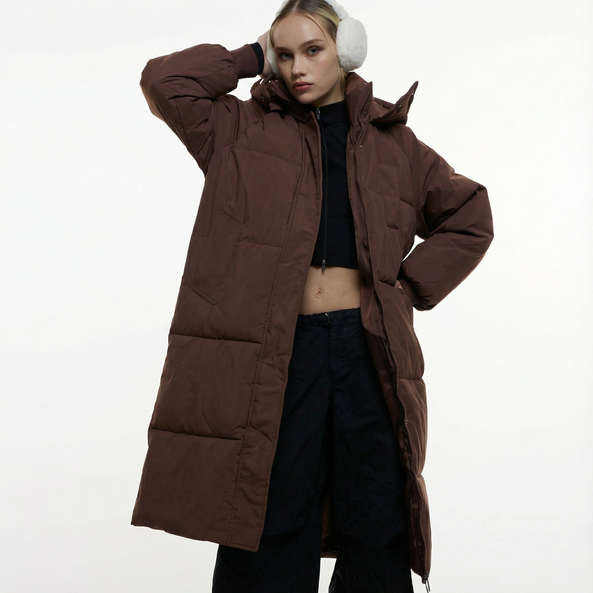 Josie - Piumino invernale lungo con cappuccio da donna