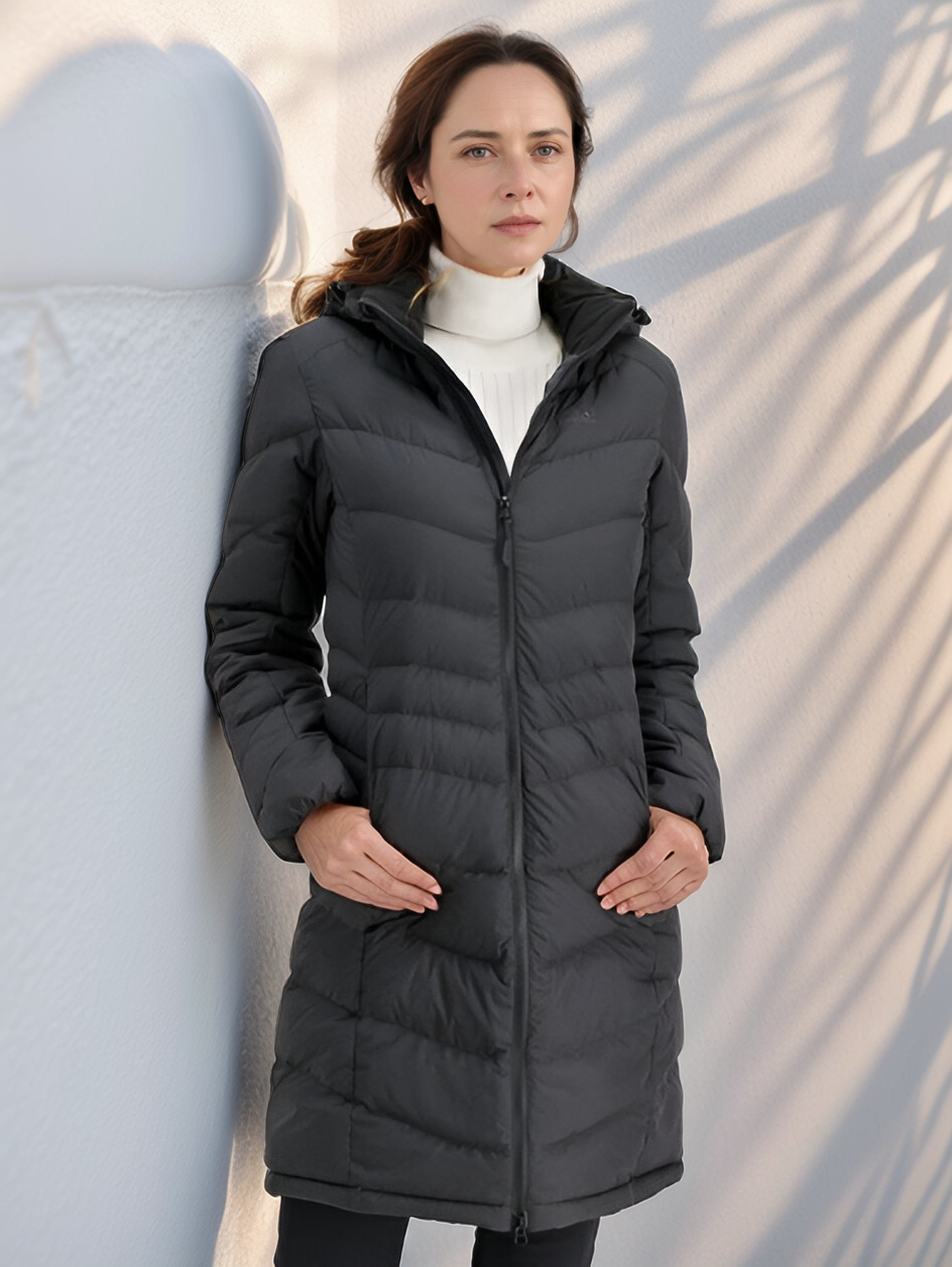 Penny - Cappotto imbottito lungo da donna con finitura idrorepellente