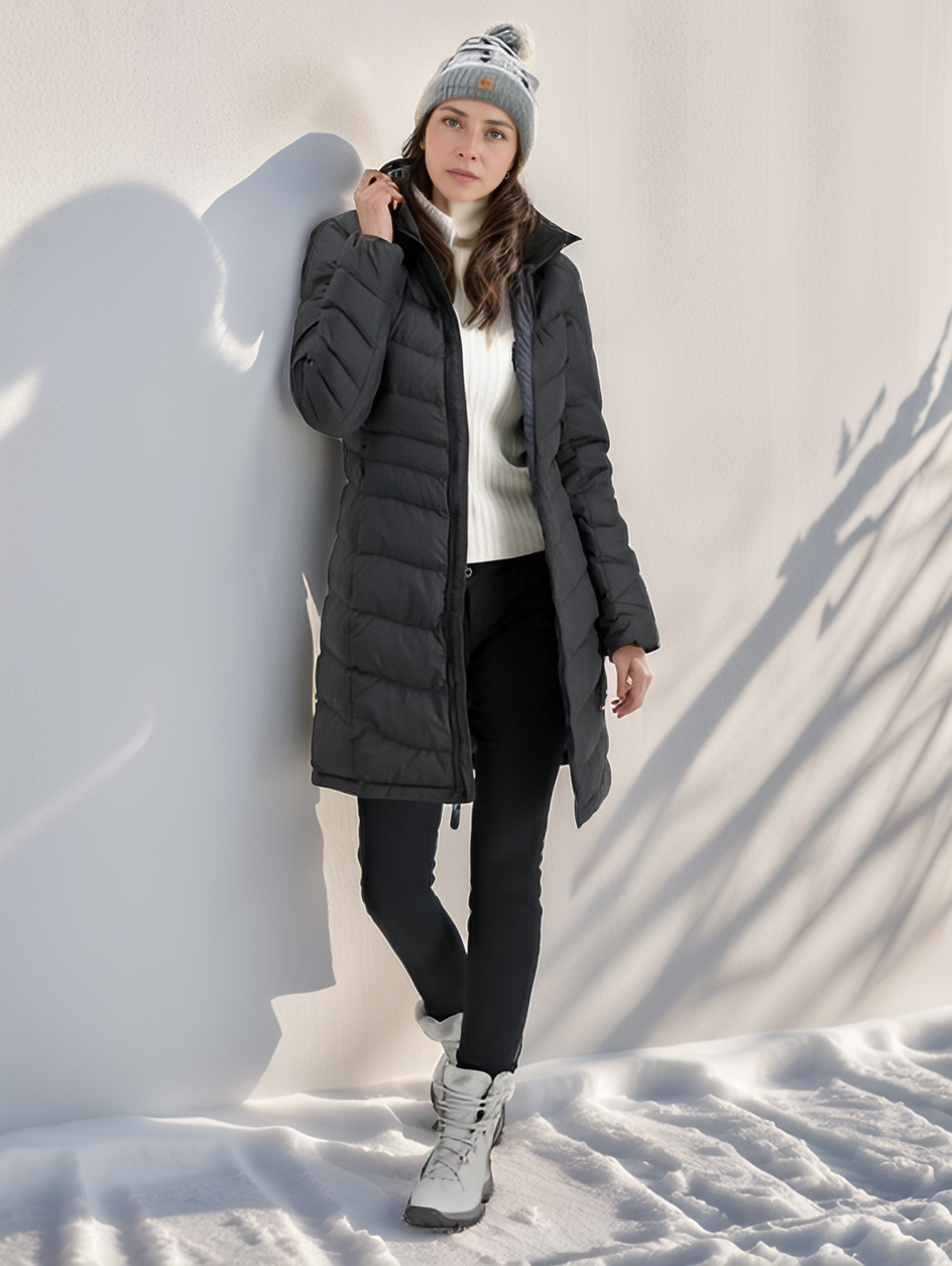 Penny - Cappotto imbottito lungo da donna con finitura idrorepellente