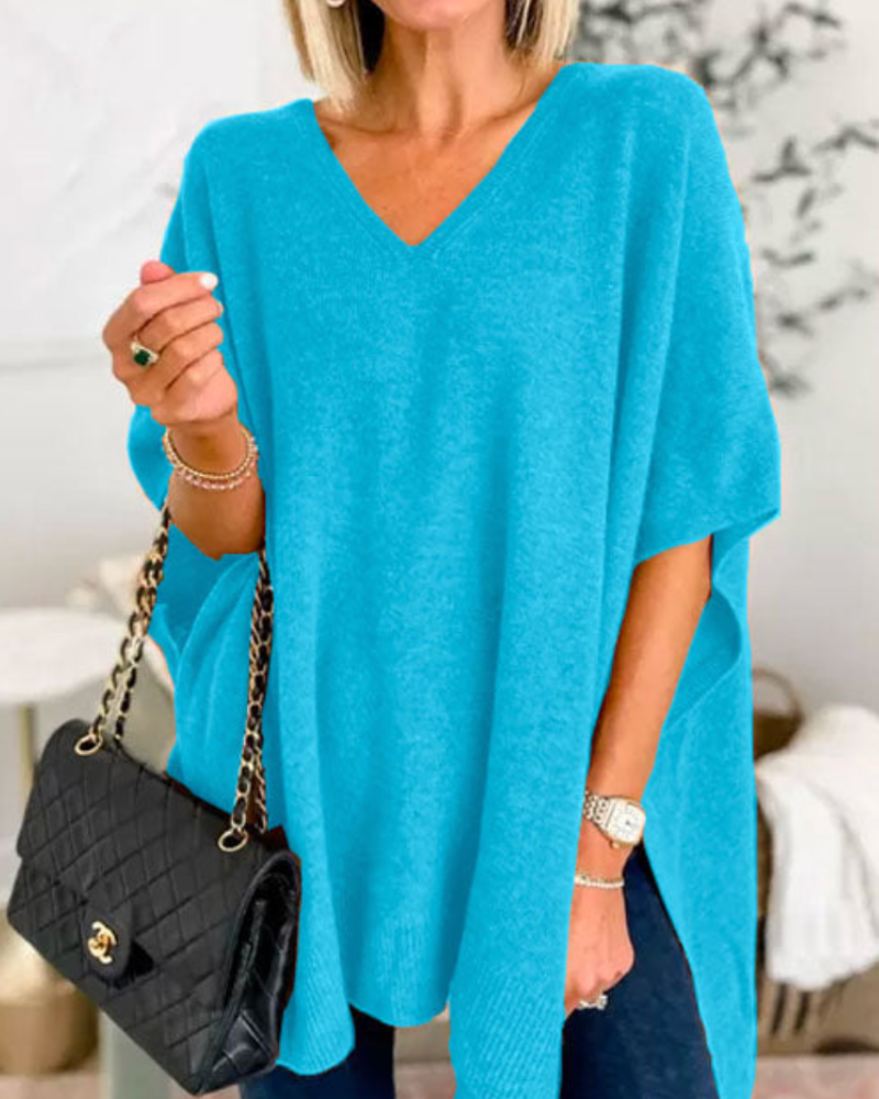 Women's Loose Knit Top with V Neckline - photo 6