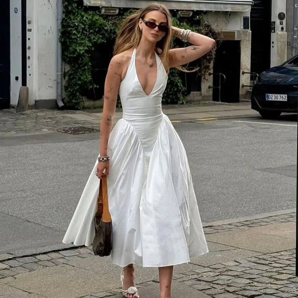 Linda – Rochie maxi de damă cu decolteu adânc