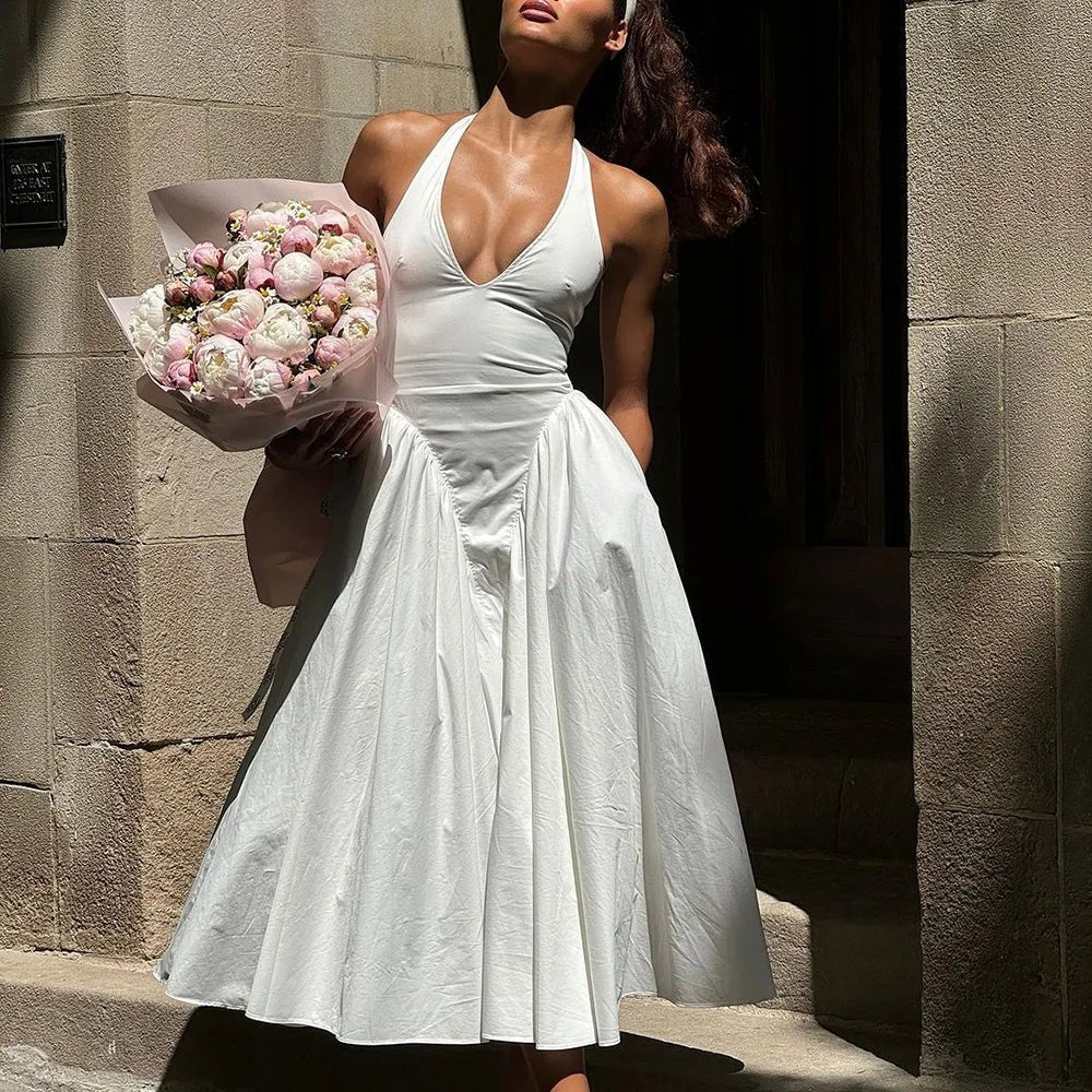 Linda – Rochie maxi de damă cu decolteu adânc