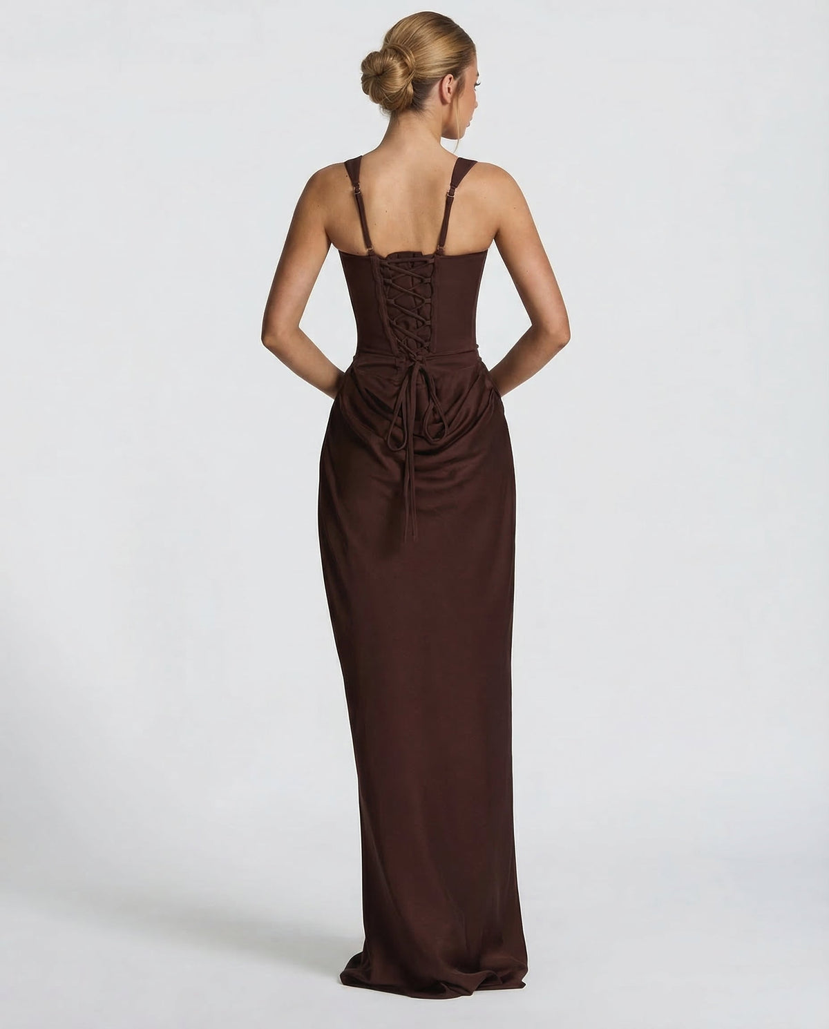 Women's Maxi Dress Evening Dress with Square Neck and Draped Waist Silhouette – view 10