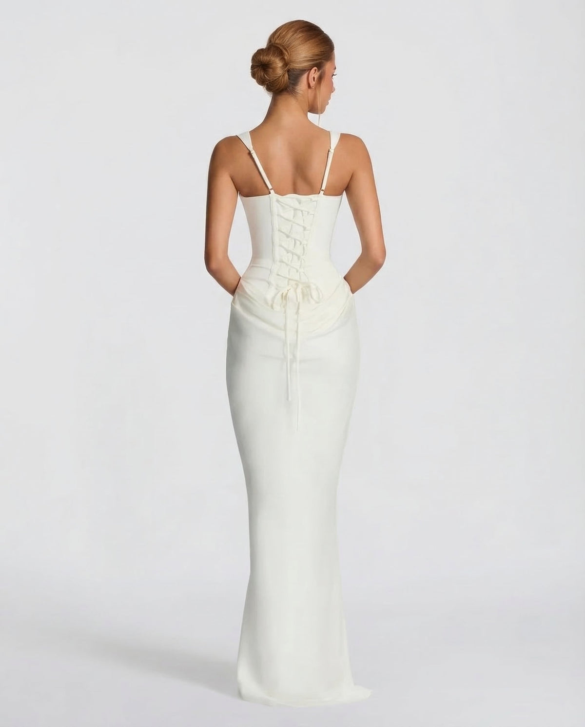 Women's Maxi Dress Evening Dress with Square Neck and Draped Waist Silhouette – view 16