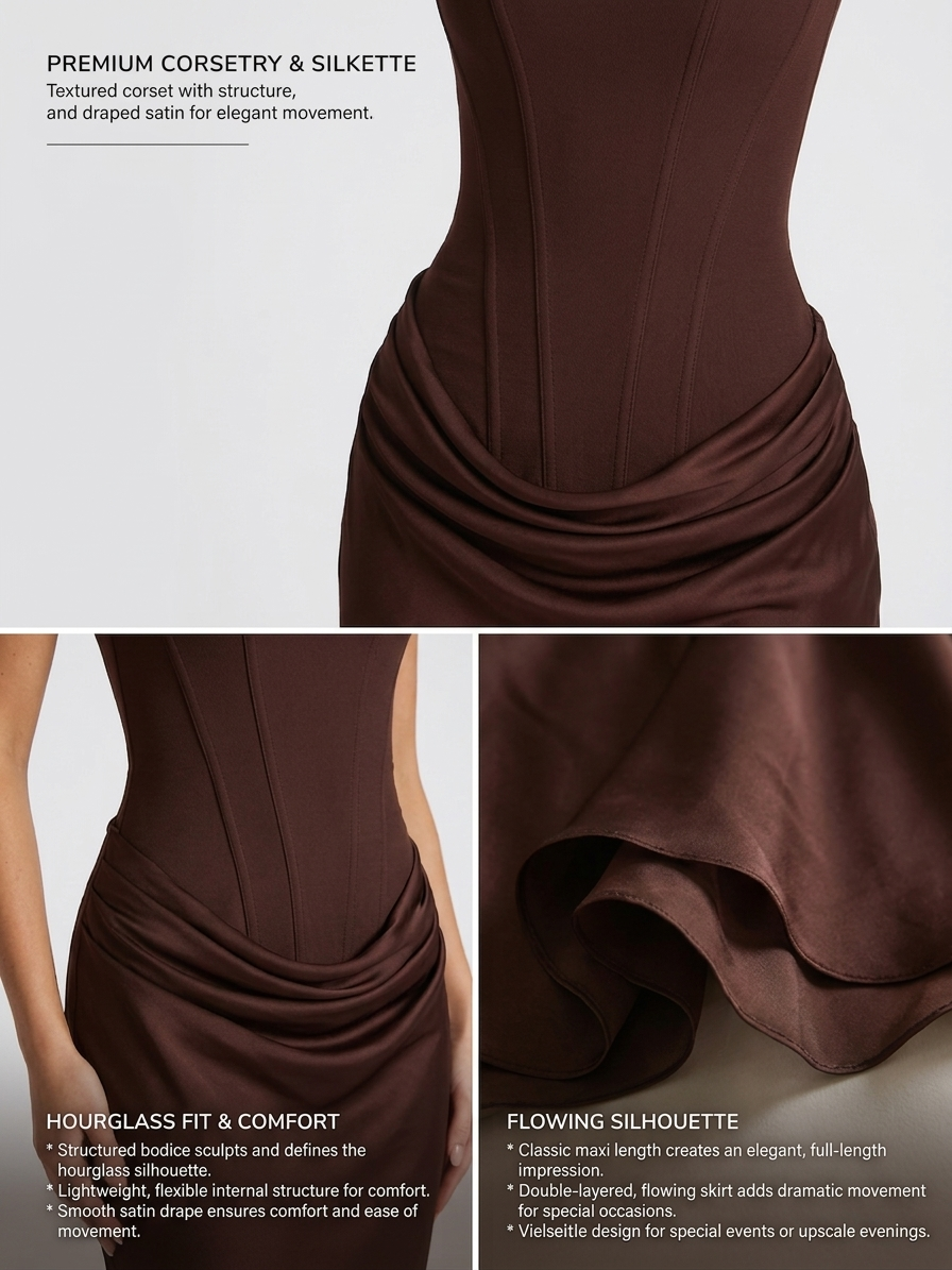 Women's Maxi Dress Evening Dress with Square Neck and Draped Waist Silhouette – view 8