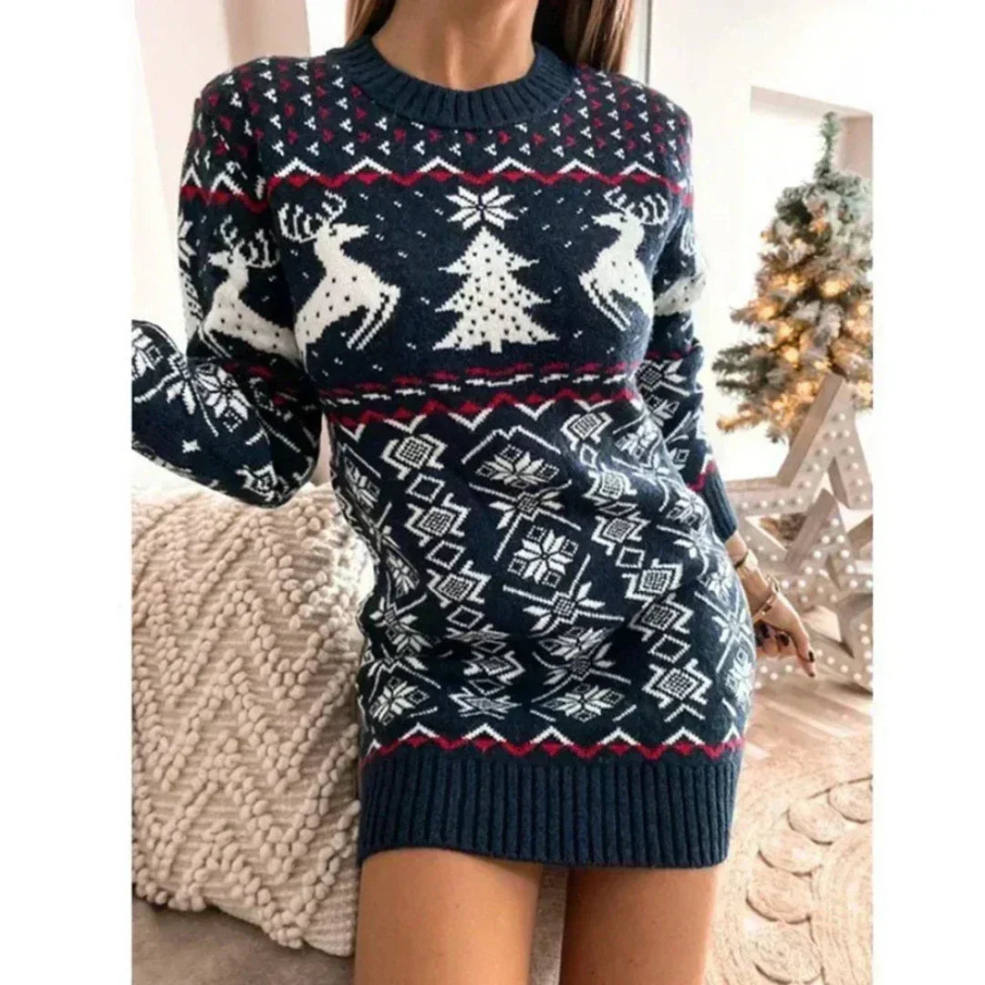 Faye - Abito maglione da donna in lana merino con maniche lunghe