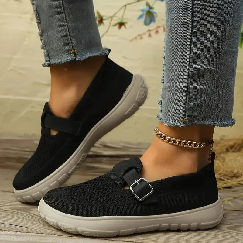 Wilda - Women's Knit Mary Jane Shoes with Adjustable Strap