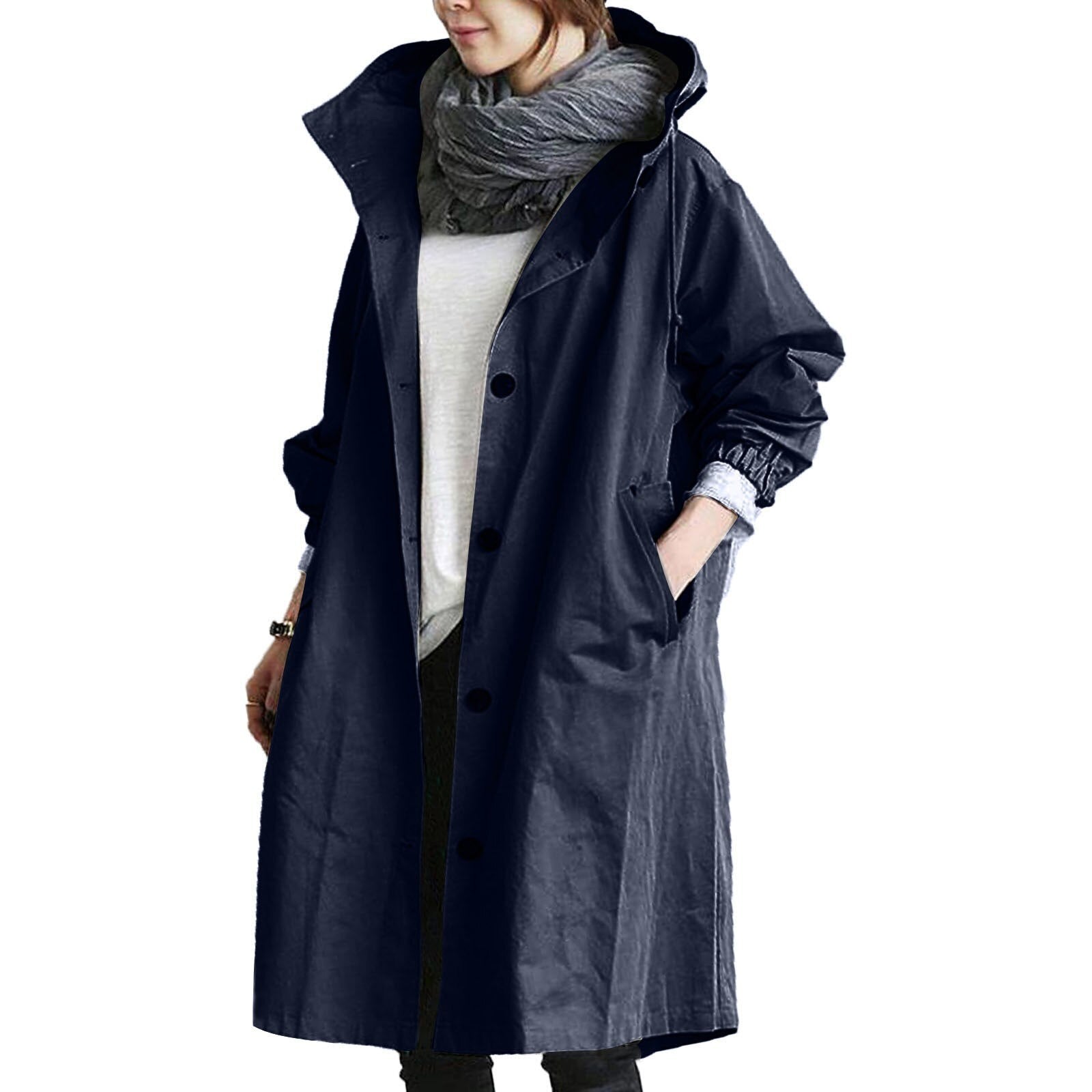 Women's Minimal Longline Coat with High Collar - photo 3