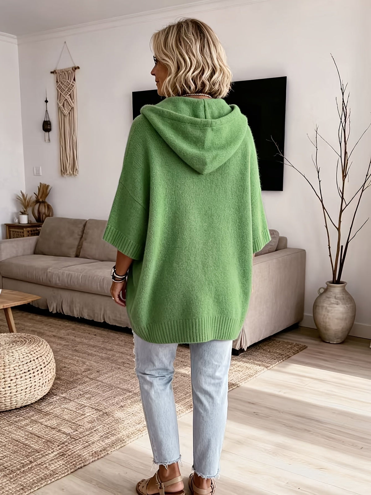 Women's Oversized Hoodie with Batwing Sleeves