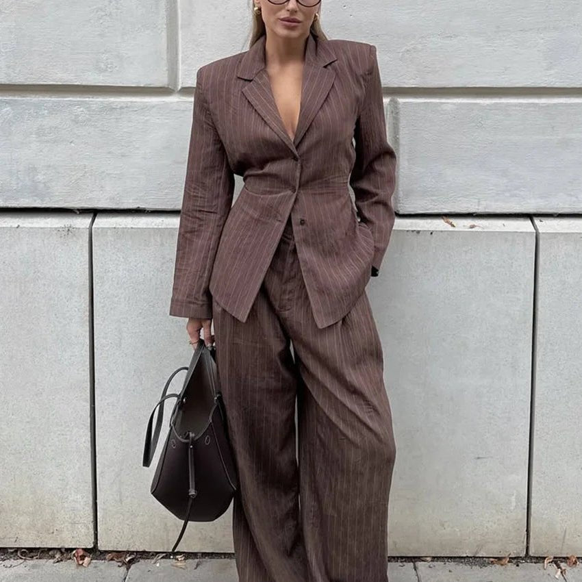 Caitlin - Women's Pinstripe Suit Blazer and Trousers