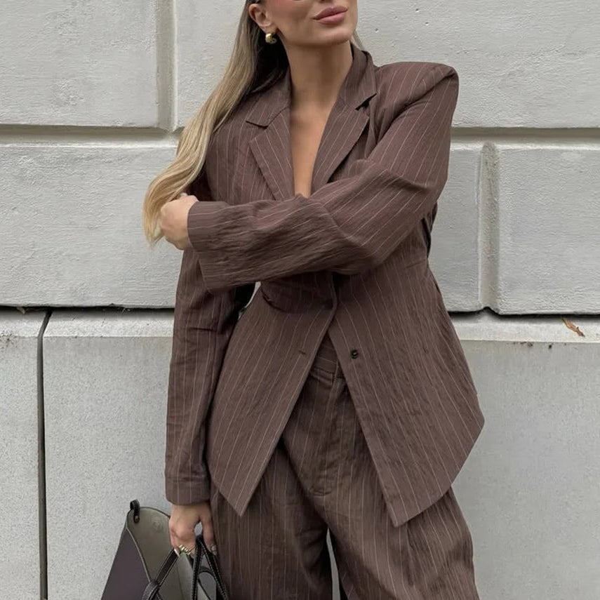 Caitlin - Women's Pinstripe Suit Blazer and Trousers