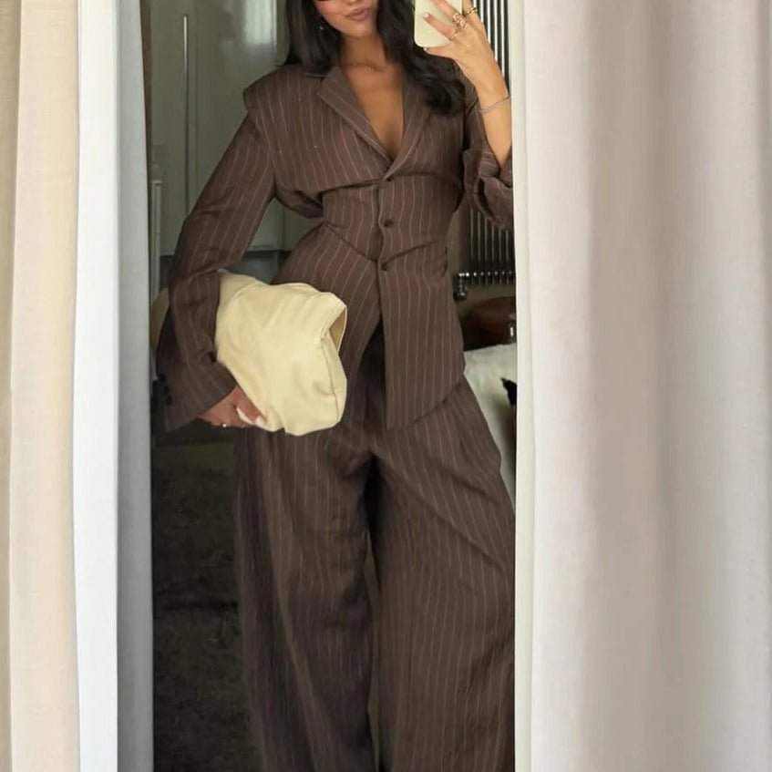 Caitlin - Women's Pinstripe Suit Blazer and Trousers