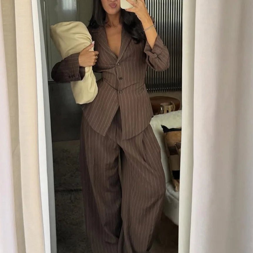 Caitlin - Women's Pinstripe Suit Blazer and Trousers