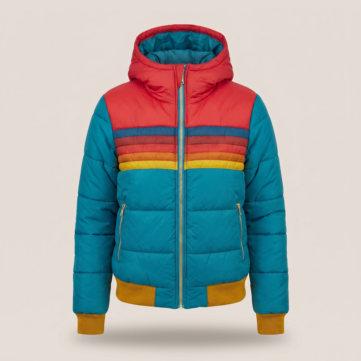 Women's Quilted Hooded Puffer Jacket - Light Blue