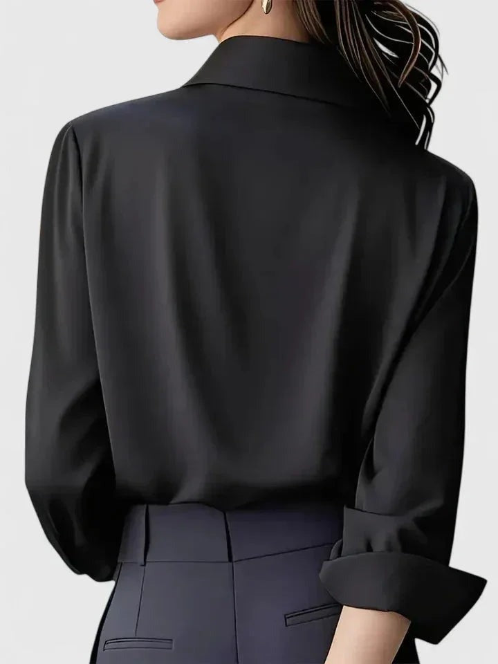 Magnolia - Women's Satin Shirt with Concealed Placket