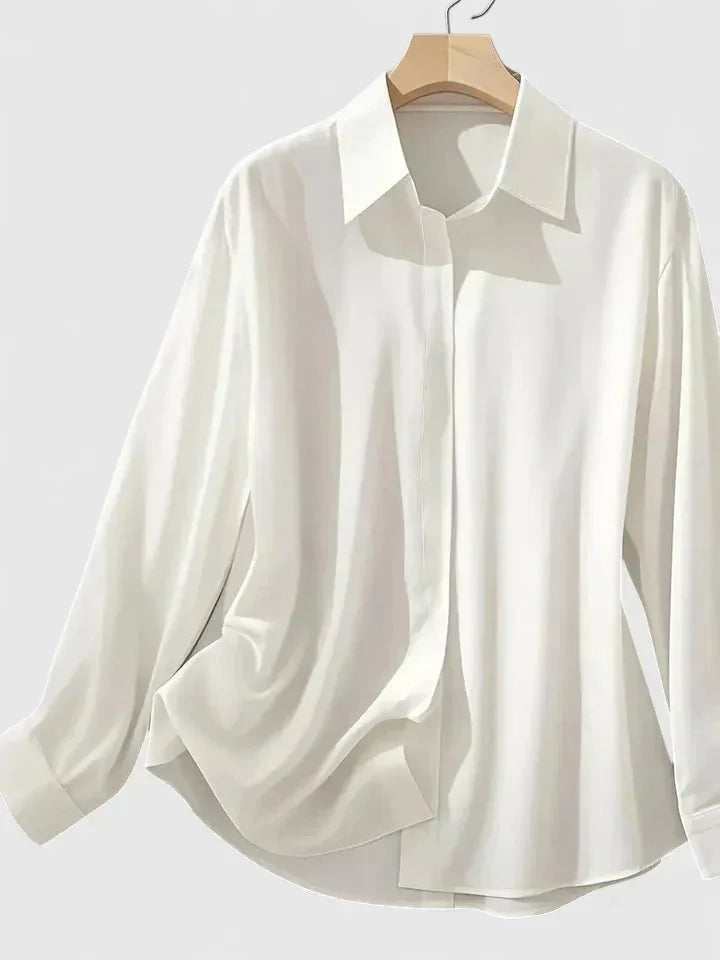 Magnolia - Women's Satin Shirt with Concealed Placket