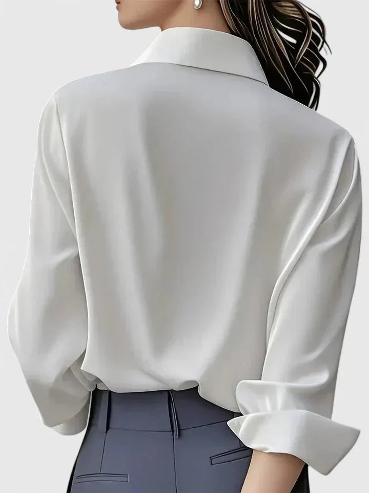 Silke - Women's Satin Shirt with Concealed Placket