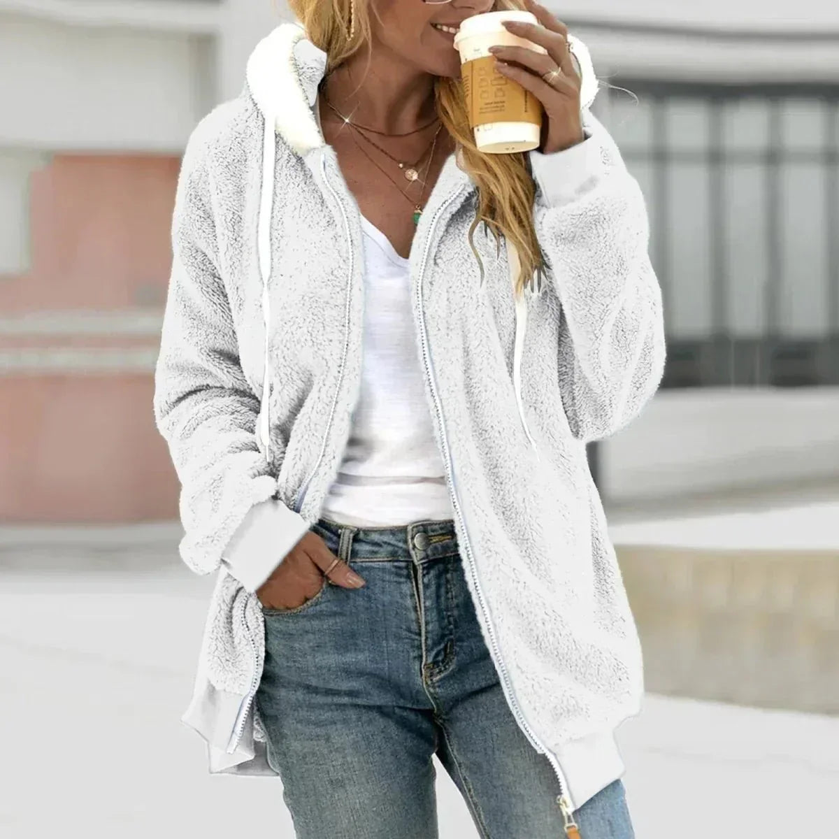 Rita - Women's Sherpa Lined Fleece Jacket with Hood