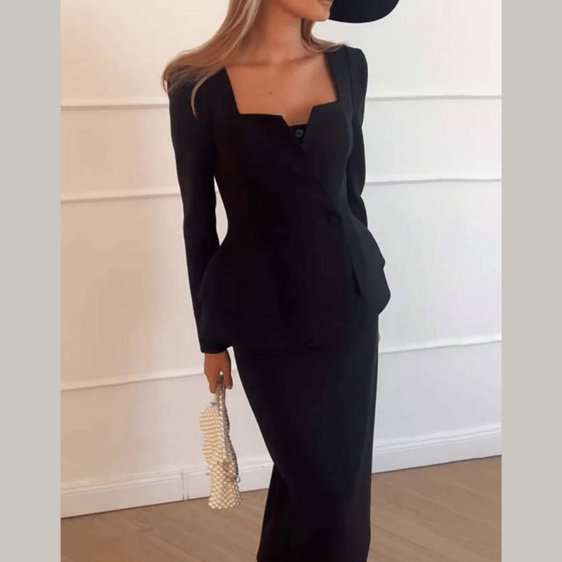 Whitney - Tailleur da donna con gonna e blazer doppiopetto