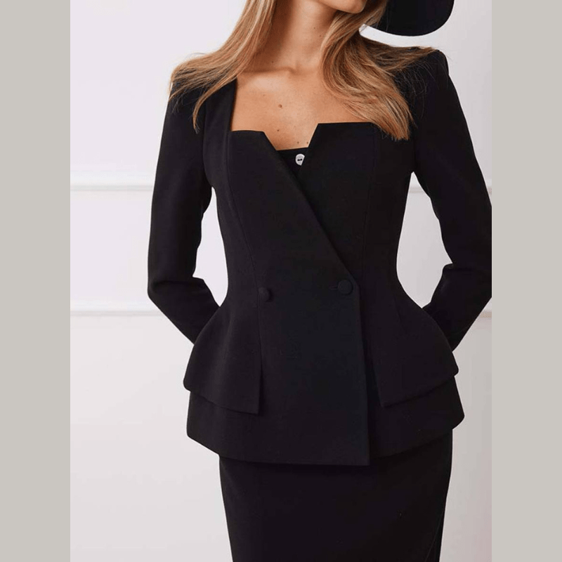 Whitney - Tailleur da donna con gonna e blazer doppiopetto