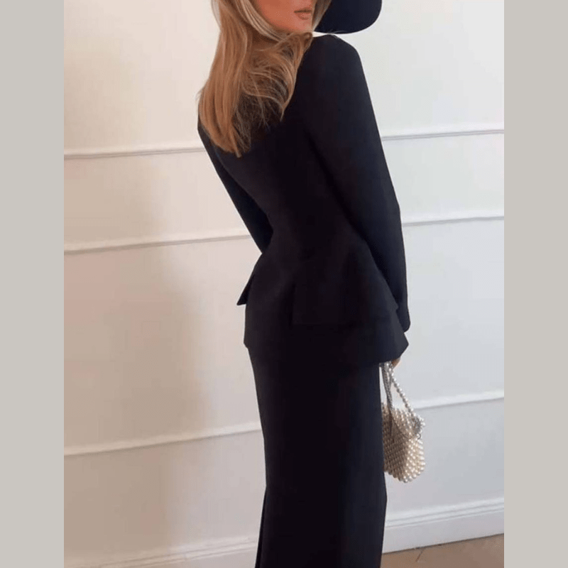 Whitney - Tailleur da donna con gonna e blazer doppiopetto