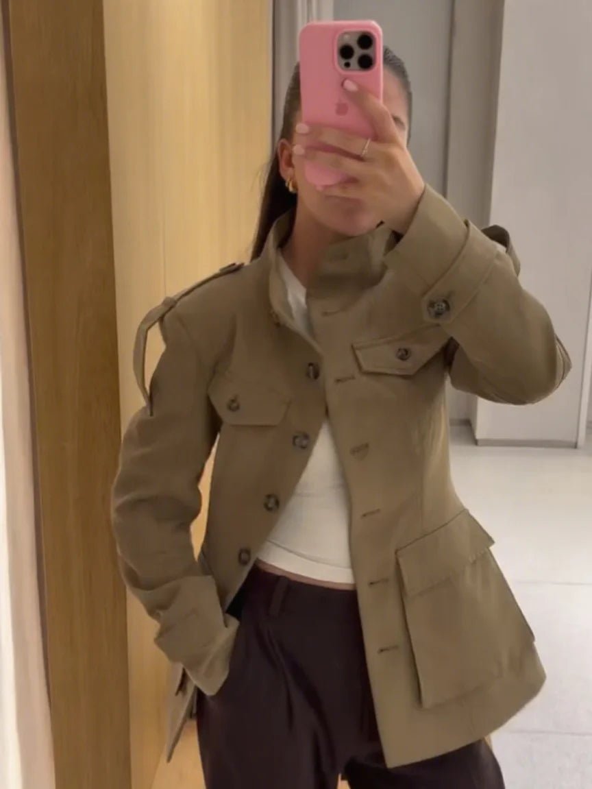 Belinda - Women's Slim Fit Camel Trench Coat with Belt