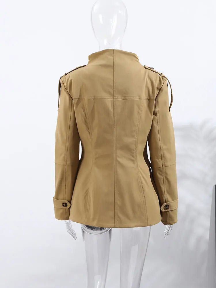 Belinda - Women's Slim Fit Camel Trench Coat with Belt