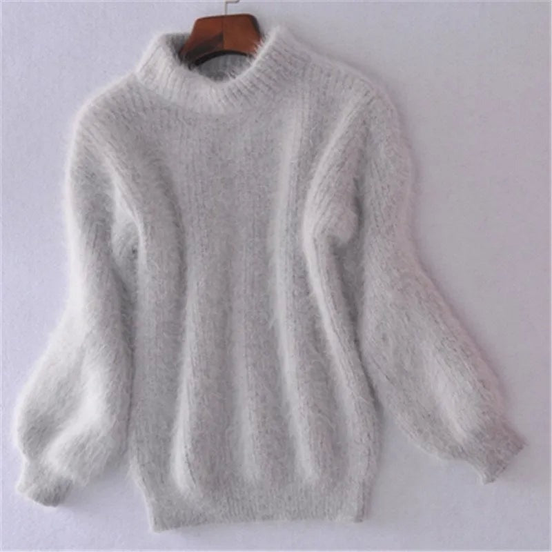 Women's Soft Knit Sweater with Stand Up Collar - photo 4