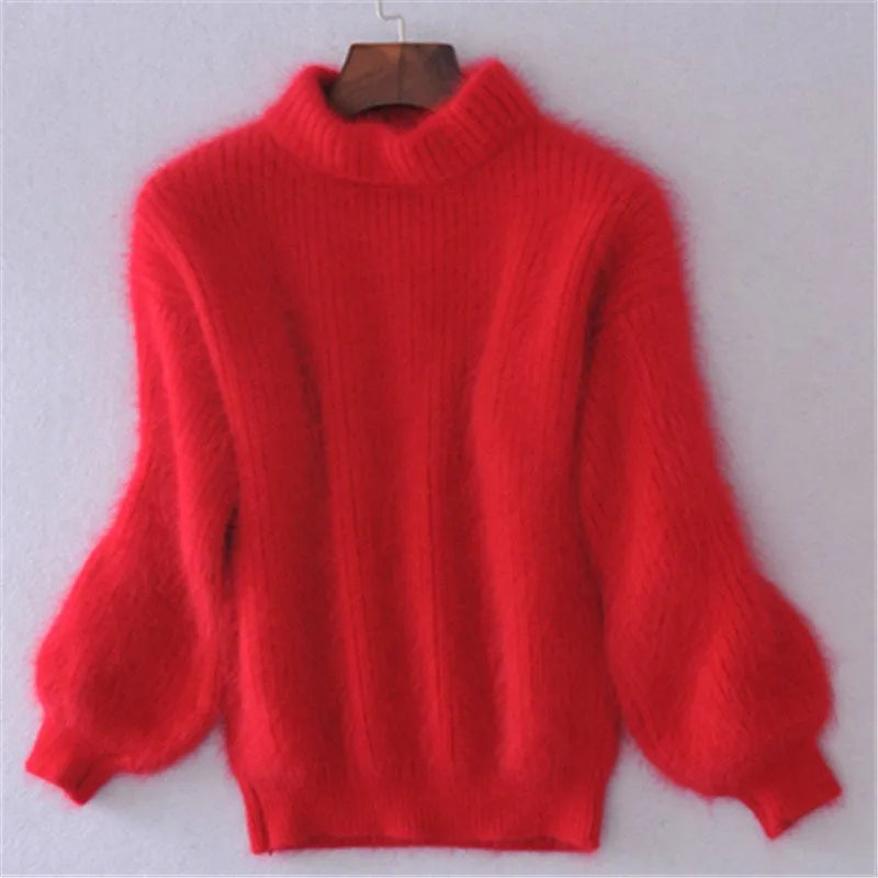 Women's Soft Knit Sweater with Stand Up Collar - photo 8