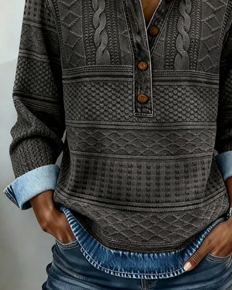 Mona - Women's Sweater with Button-Up Cable Knit - photo 5