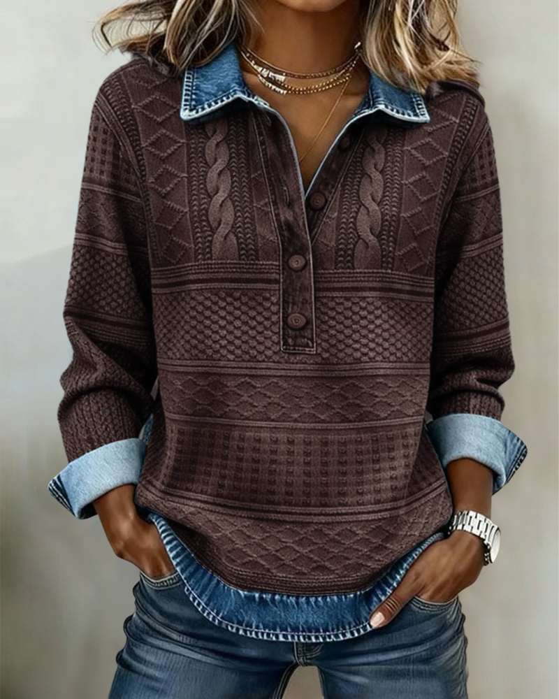 Mona - Women's Sweater with Button-Up Cable Knit - photo 7