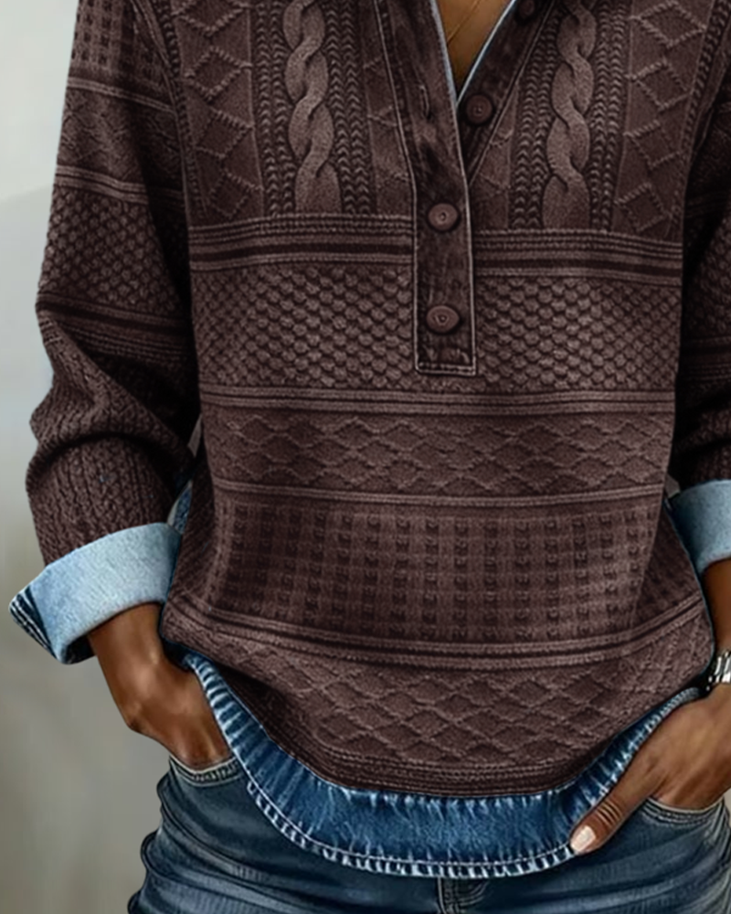 Mona - Women's Sweater with Button-Up Cable Knit - photo 8