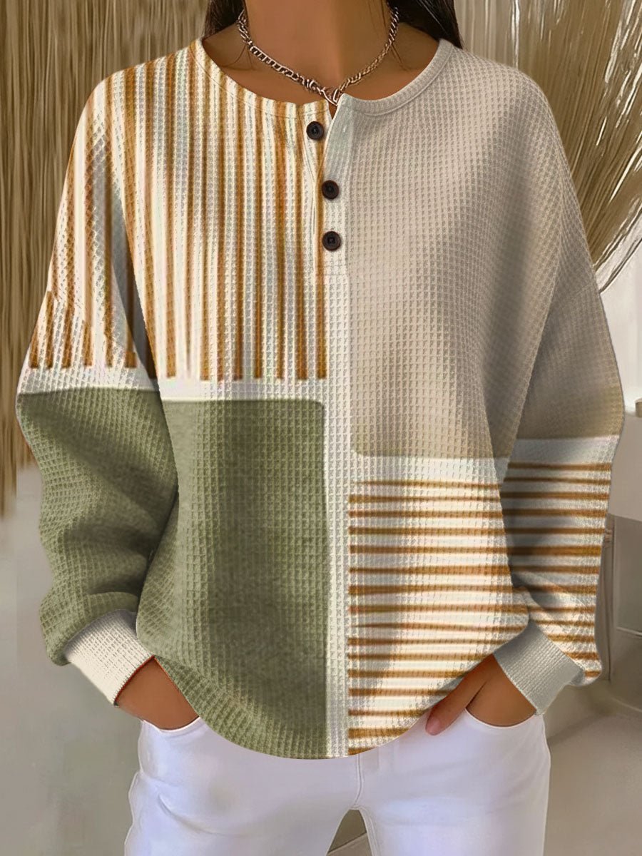 Mae - Women's Sweater with Patterned Waffle Knit Relaxed Fit - photo 1