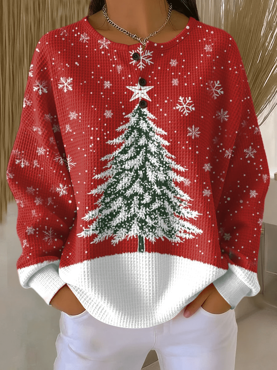 Mae - Women's Sweater with Patterned Waffle Knit Relaxed Fit - photo 18