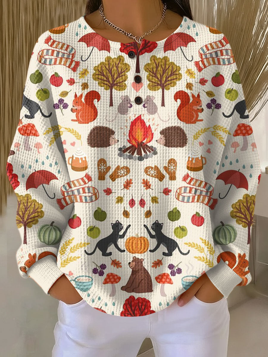 Mae - Women's Sweater with Patterned Waffle Knit Relaxed Fit - photo 19