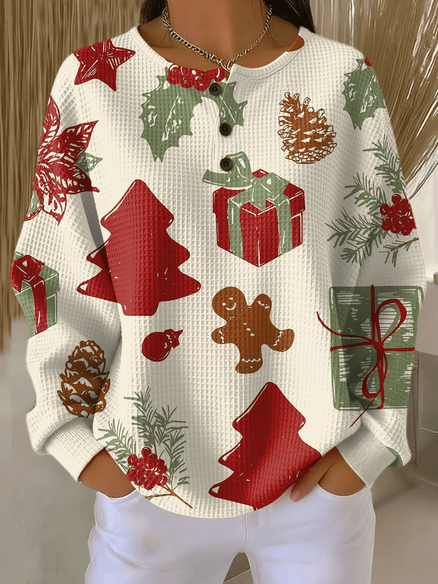 Mae - Women's Sweater with Patterned Waffle Knit Relaxed Fit - photo 23