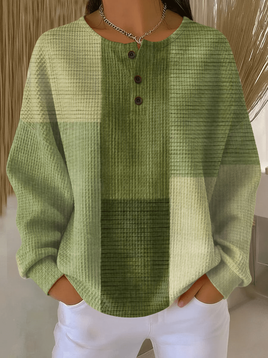 Mae - Women's Sweater with Patterned Waffle Knit Relaxed Fit - photo 4