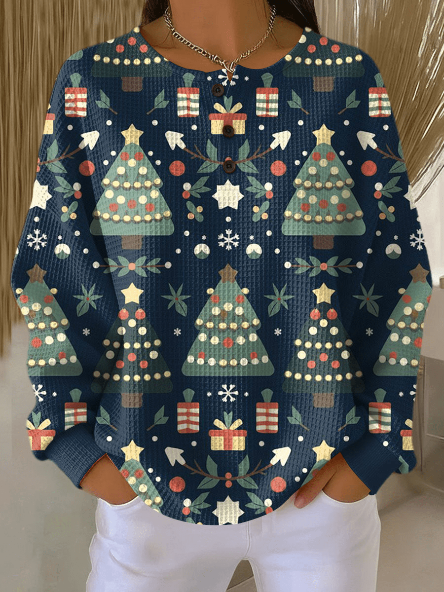 Mae - Women's Sweater with Patterned Waffle Knit Relaxed Fit - photo 8