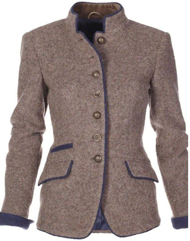 Women's Tailored Blazer with Blue Trim Detail - photo 2