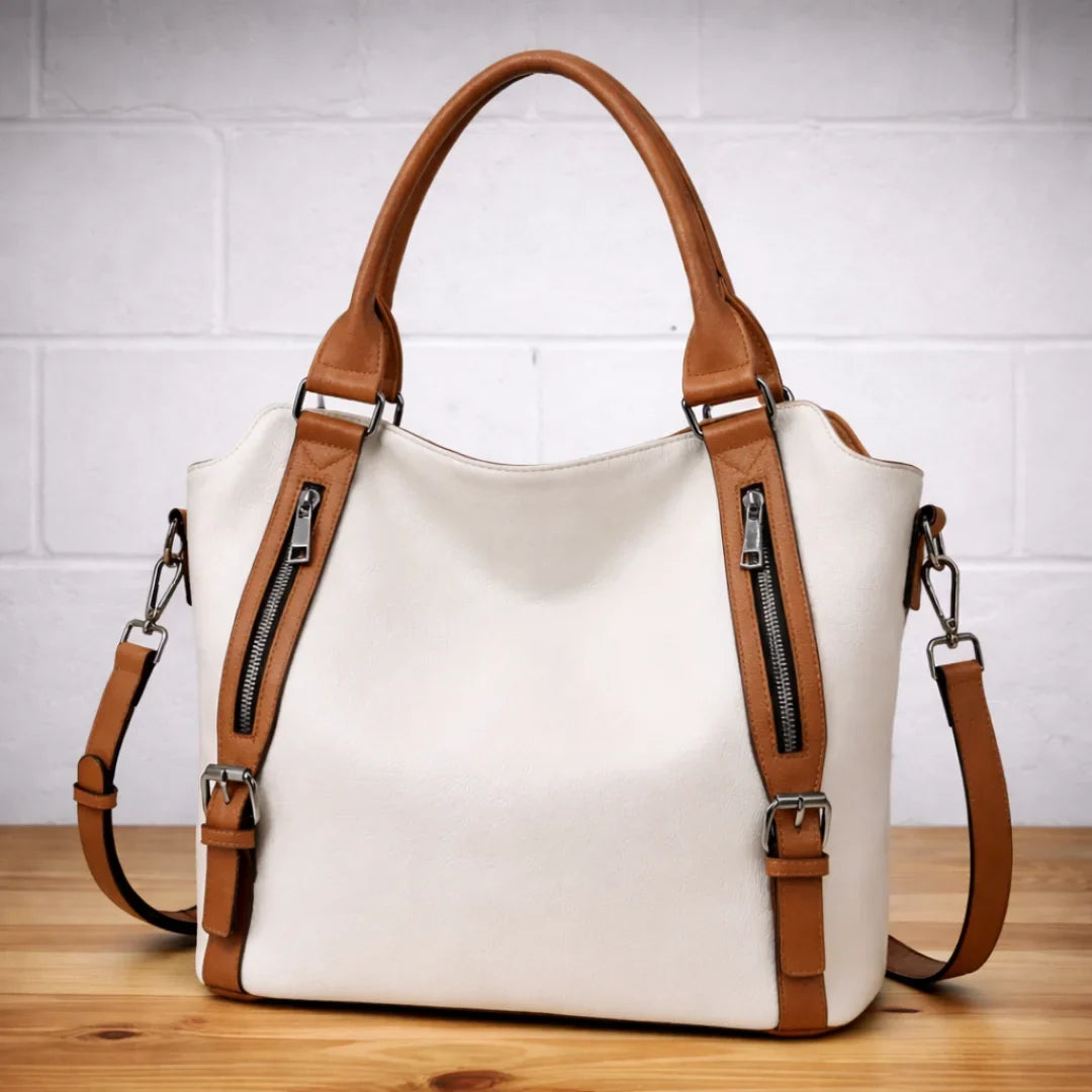 Flora - Women's Slouchy Shoulder Bag with Zip Pockets